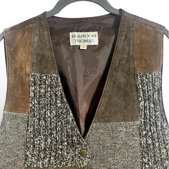 Vintage 100% Leather Shell Patchwork Vest Western Boho Y2K Brandon Thomas Medium - Picture 2 of 12